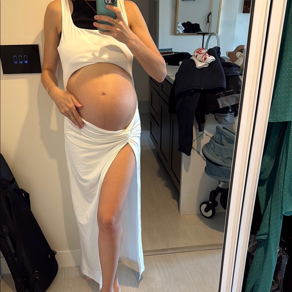 Maternity Elegant White Maxi Dress